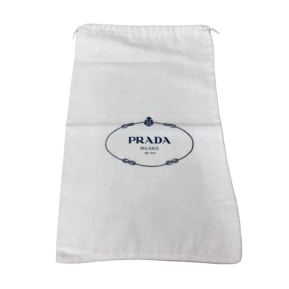 Prada Accessories - Prada Milano White Drawstring Dust Bag 13.5”x8.5” Cotton Blend Handbags Or Shoes